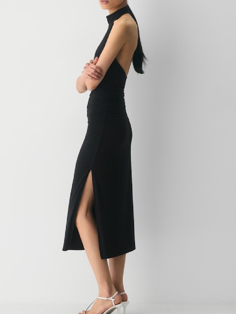 NEW Aritzia Wilfred Smooth Matter Remedy Halter Maxi Dress Black L - Picture 8 of 12